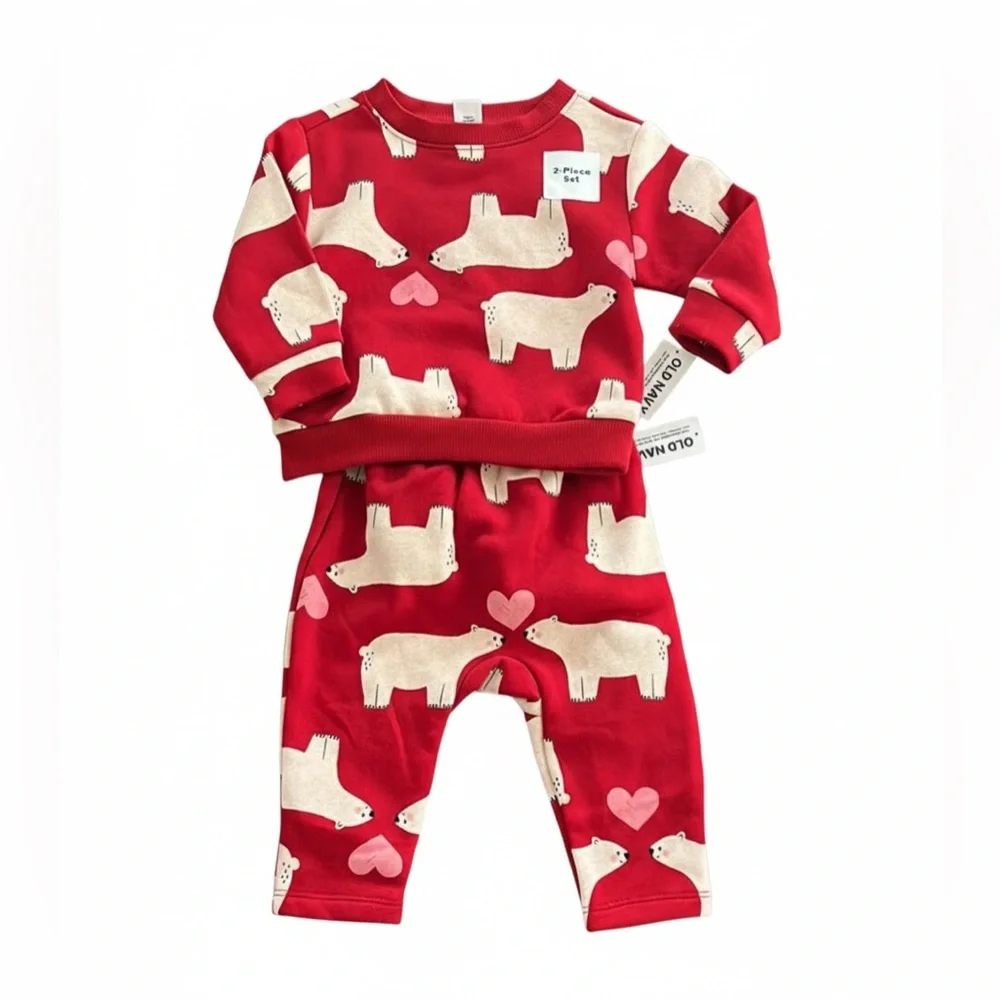 OLD NAVY Baby Girl Polar Bear 2 piece outfit 6-12mo NwT